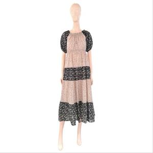 [숲]나염 프린트 블록 오프숄더 롱원피스 SA5OP38