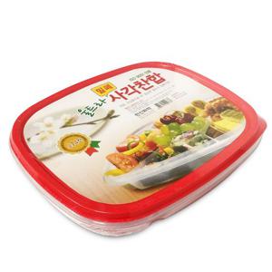 한진 울트라 밀폐 사각찬합 소4칸 반찬통 사각반찬통