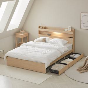 보루네오 루시 LED 서랍침대 Q 자가드 본넬매트