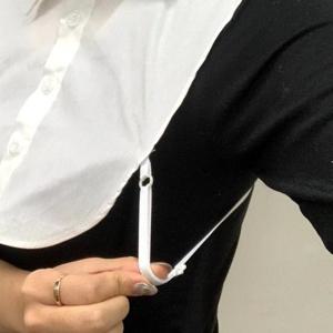 쉬폰 페이크셔츠 라운드 목카라 화이트 페이크카라 넥케이프