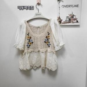 오븨톤 DP01 니트배색블라우스 KBSH740