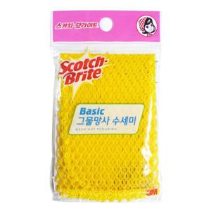 3M 스카치 브라이트 그물망사 수세미(베이직노랑)