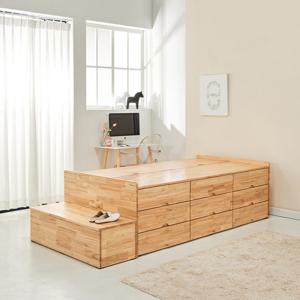 (착불)로쏘가구 니첼 더블킹 1700 3단 수납형 노헤드 침대 참죽