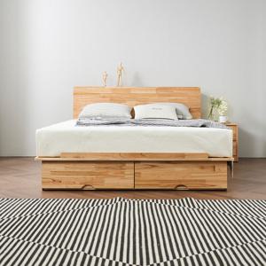 (착불)로쏘가구 드쉬 이스턴킹 2000 하단 수납형 침대 참죽 원목