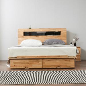 (착불)로쏘가구 가르트 더블킹 1700 하단 수납형 LED 침대 참죽