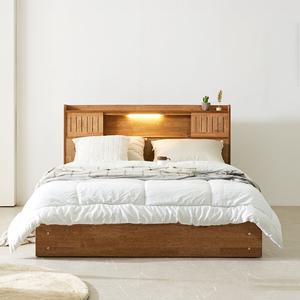 [지베스] 포시타노 원목 LED 수납서랍 침대 Q+라텍스50T 매트