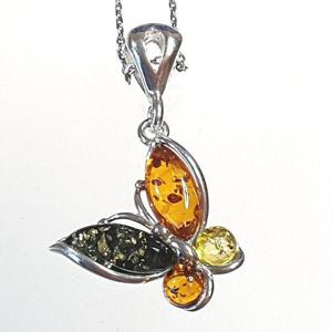 [블루케이] 나비 호박 원석 목걸이240505-12탄생석