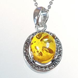 [블루케이] 엔틱호박 원석 목걸이240505-10탄생석