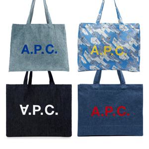 아페쎄 로고 데님 라지 에코백