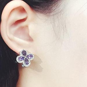 [블루케이] 하이퀄자수정 원석 귀걸이240507-08탄생석