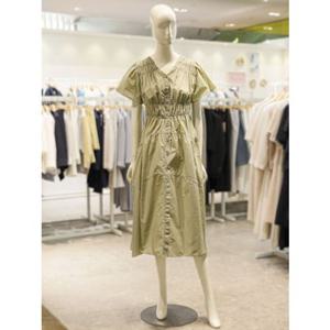 SOUP 숲 스모킹 V넥 반팔 롱 원피스 (SA5OP35)