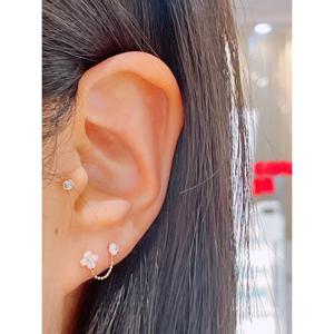 미니골드 14K 이중 블루메드 투핀 귀걸이 EMSM4368