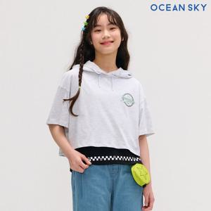 [오션스카이] 여아 크롭 레이어드 후드 반팔 티셔츠-DBJG5879D0B