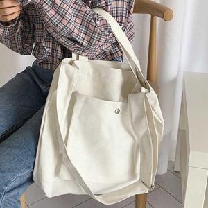 [라일리] Rly 빅포켓 캔버스 에코백 숄더 크로스백 무지 학생가방