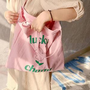 [라일리] Rly 데일리 핑크 스퀘어 플라워 포인트 에코백 숄더백