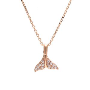 [비앤비골드] 14K 돌고래 꼬리 화이트 큐빅 목걸이 JNN22135