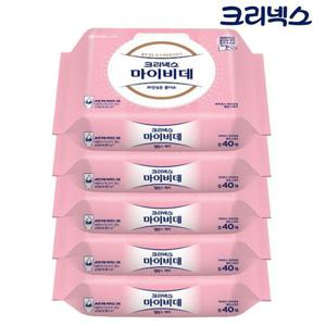[땡큐온]크리넥스 마이비데 밸런스케어 물티슈 40매 x5개