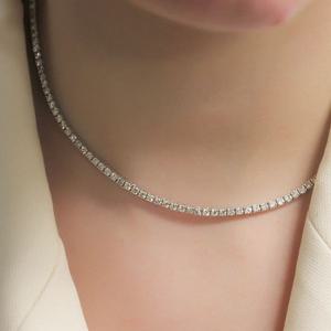 925순은 클래식 큐빅 테니스목걸이 레이어드 2mm