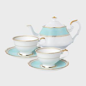 [한국도자기]로얄페일블루 2인 티세트 7p (커피잔+주전자세트)