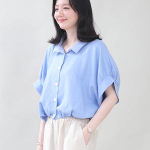 애비뉴투지 엄마옷 린넨 혼방 여름 퍼프 반팔 블라우스 B06438