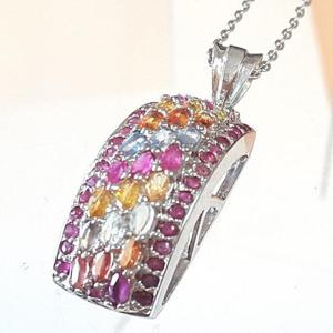 [블루케이] 멀티컬러사파이어 원석 목걸이240511-02