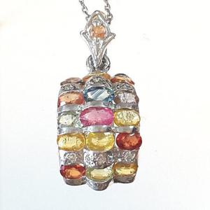 [블루케이] 멀티컬러사파이어 원석 목걸이240511-04