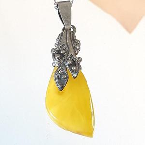 [블루케이] 옐로우엔틱호박 원석 목걸이240511-23