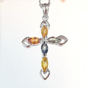 [블루케이] 팬시사파이어원석 목걸이240510-11십자가
