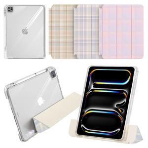 아이패드프로7 8세대 13 M4 M5 세로거치 체크 슬라이드 분리형 투명 스마트커버 케이스 IS-6