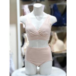 [비비안](BR3520N BP)여름용 속옷 앞중심 크로스라인 임산부용 브라 노와이어 브래지어 팬티세트