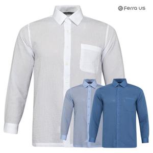 페라어스 남성 세로잔줄 통기성 여름 카라 긴팔셔츠 CTM4AJ2481