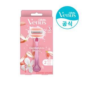 질레트 비너스 컴포트 글라이드 화이트티 면도기 핸들 1입+면도날2개