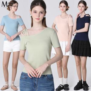 [모리모리스][모리모리스(Morry Morris)] 언밸런스 리본 반팔 니