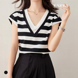 KARRA 레이어드블랙어닝라인티셔츠_A4M0735