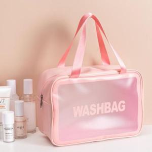여행용워시백 PVC불투명여행세면파우치 핑크 대