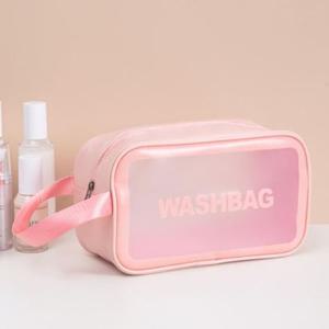 여행용워시백 PVC불투명여행세면파우치 핑크 중