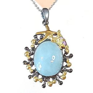 [블루케이] 아쿠아마린 원석목걸이240604-22거북