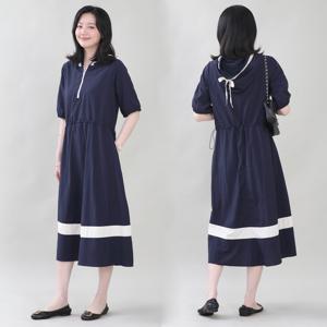 애비뉴투지 엄마옷 바스락 후드 리본 여름 허리끈 원피스 K06422