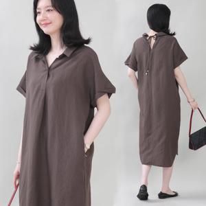 애비뉴투지 엄마옷 린넨 더블 트임 핀턱 여름 원피스 K06418