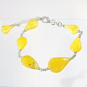 [블루케이] 옐로우 밀화 호박 원석 팔찌240605-14작품