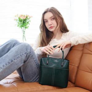 [선물증정] 힐링그래스 클래식 2way 더블핸들 여성 소가죽 크로스백 토트백 HGSG8266GR