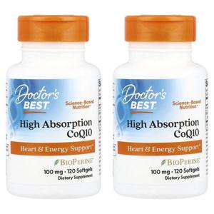 해외배송 Doctors Best 닥터스베스트 하이 앱소프션 코큐텐 바이오페린 100mg 120정 2개 CoQ10