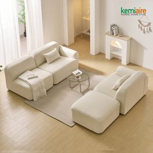 케미에르 레브레아 부클레원단 4인 패브릭쇼파+스툴 KBM-411