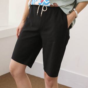 링티 린넨 밴딩 여자 5부 반바지 빅사이즈 여성의류