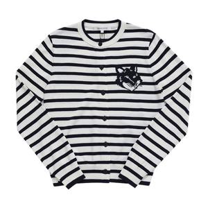 메종키츠네 MW00502KT1102 S492 스트라이프 크롭 여성 가디건