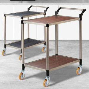 월넛우드 주방트롤리 다용도카트 2단 대 와인바퀴 카