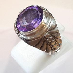 [블루케이] 작품엔틱 자수정원석 반지240607-13탄생석