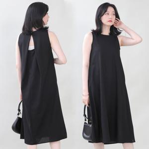 애비뉴투지 엄마옷 린넨 뒤트임 단추 여름 나시 원피스 K06402