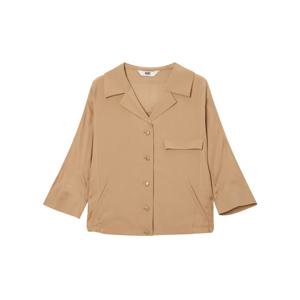 닥스 여성 24FW 가격인하베이지 실크 배색 셔켓형 7부소매 셔츠 DLSH4C707I2