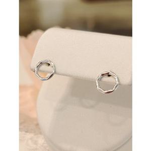 미니골드 14K  리플 서클 귀걸이(화이트골드) EETM4544